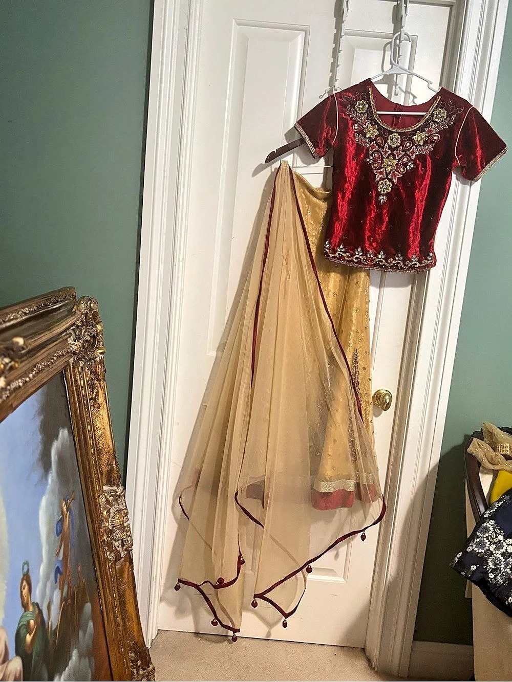 Red & Gold Embroidered Lehenga Set